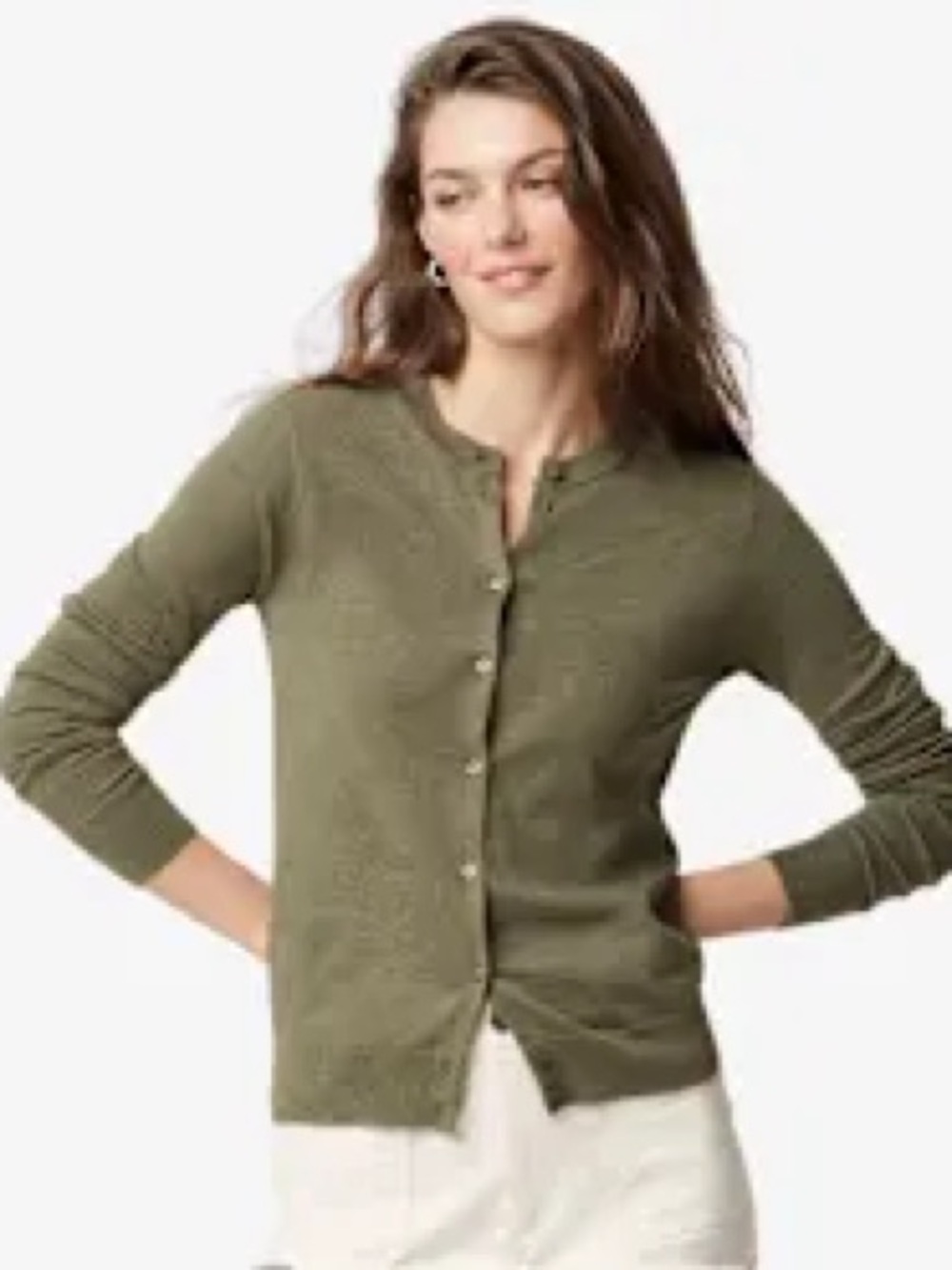 J.Crew Mercantile Classic Cotton Cardigan Heather Olive Green S
